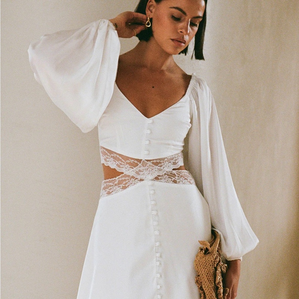 Elegant White Lace Detail Dress